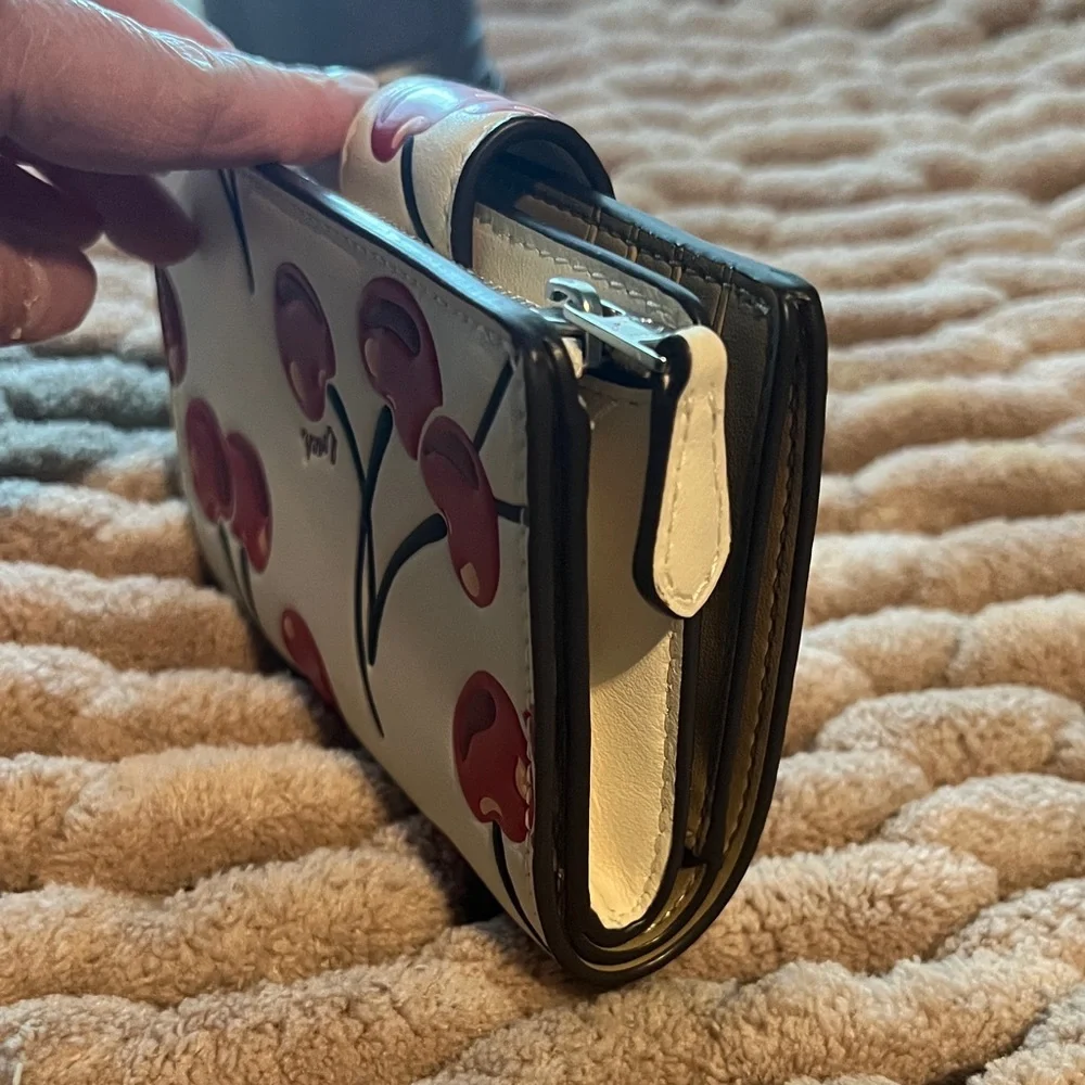 Coach Cream and Red Cherry Wallet - Picture 3 of 7